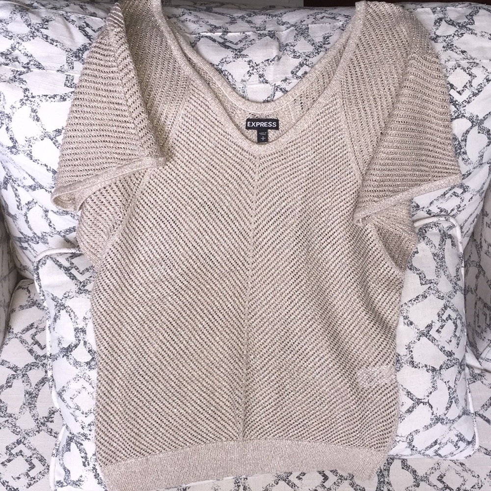 Tan/metallic summer sweater